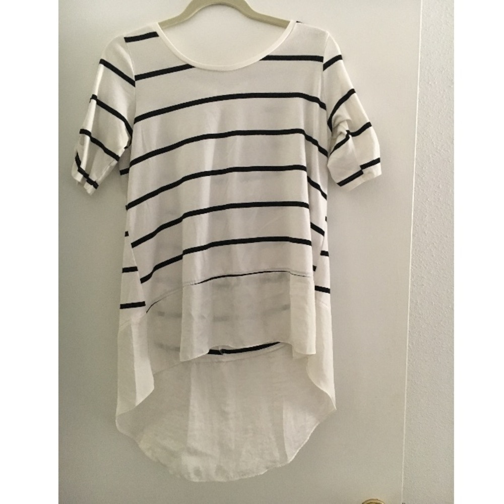 Black and white stripped short sleeve shirt