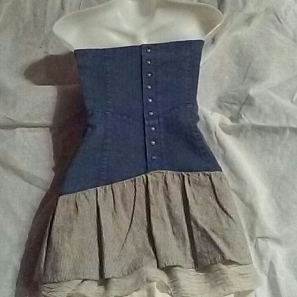 BCBG STRAPLESS DENIM DRESS - Picture 3 of 3