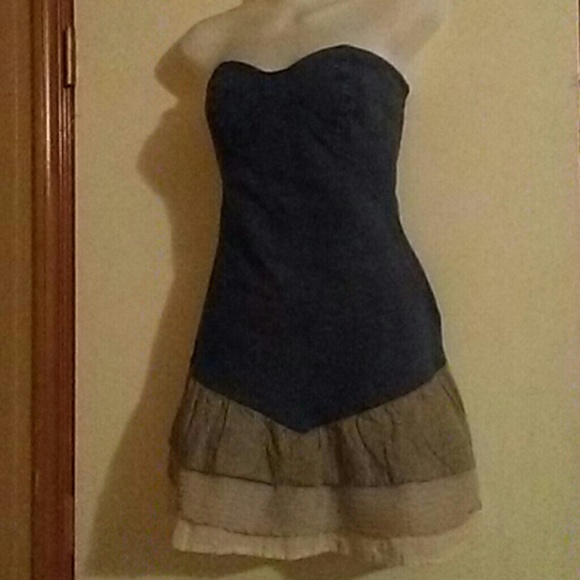 BCBG STRAPLESS DENIM DRESS - Picture 2 of 3