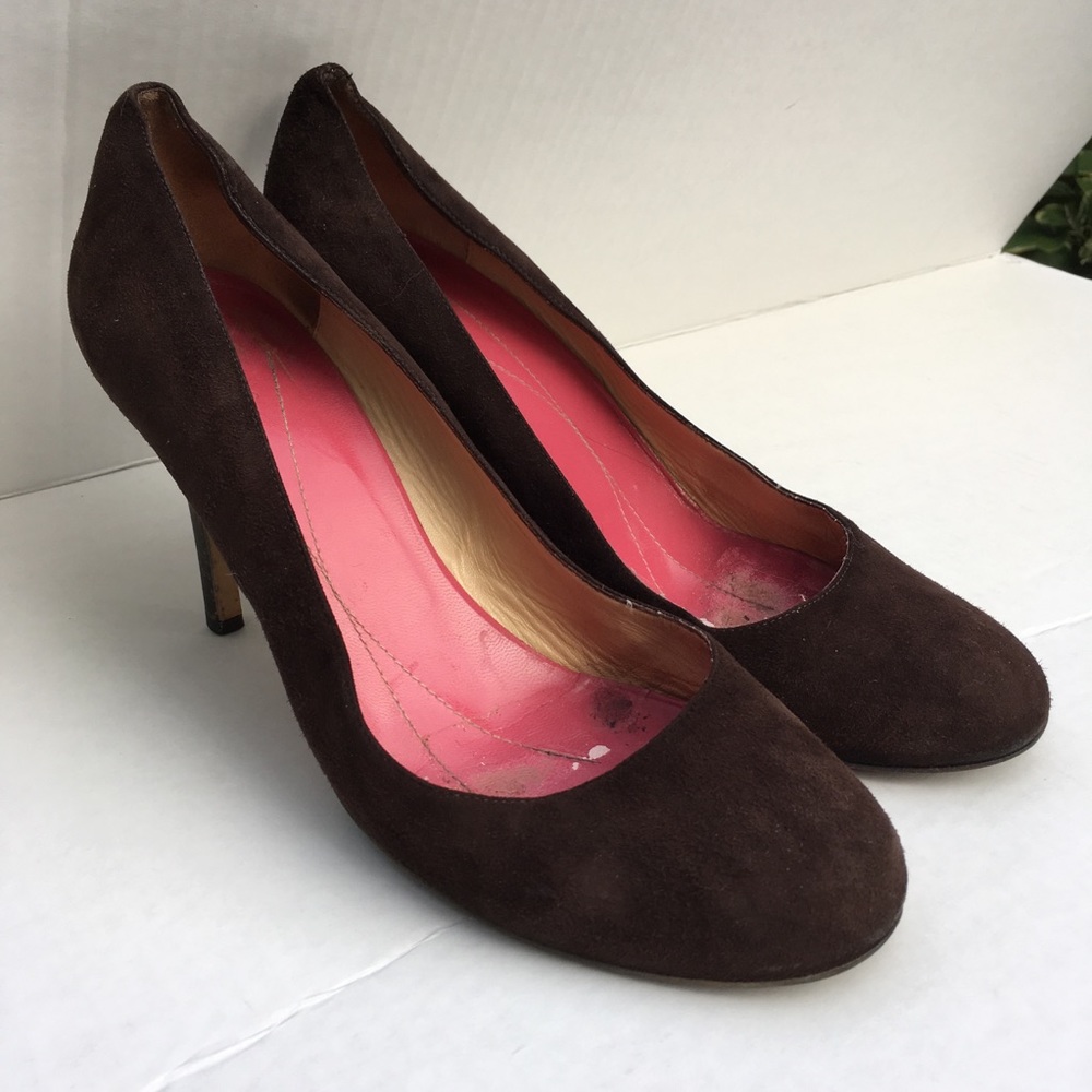 Kate Spade New York brown suede round toe pumps - Picture 1 of 5