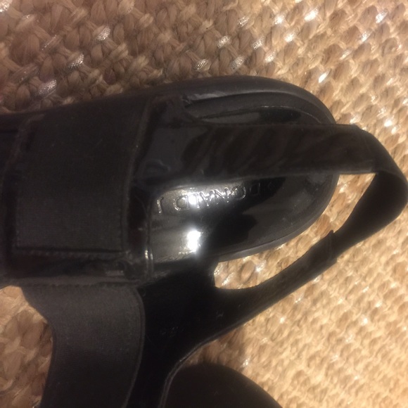 Donald J Pliner Black Leather Wedge Sandals - Picture 4 of 8