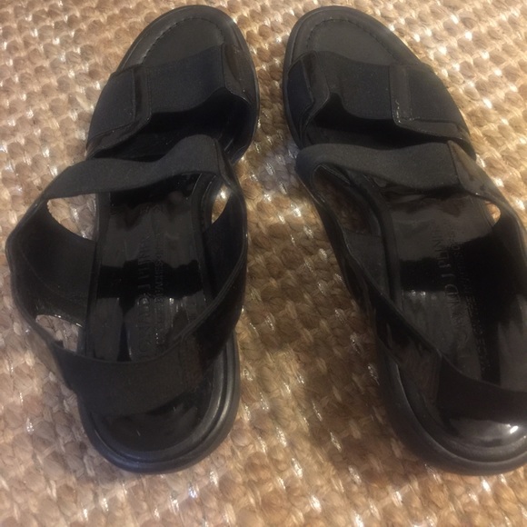 Donald J Pliner Black Leather Wedge Sandals - Picture 7 of 8