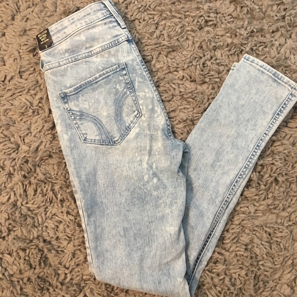 High waisted distressed jeans