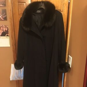 Searle Full Length Wool Coat W Fox Trim 