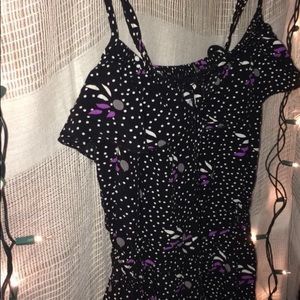 Cotton On Black Purple and White Polka Dot Dress