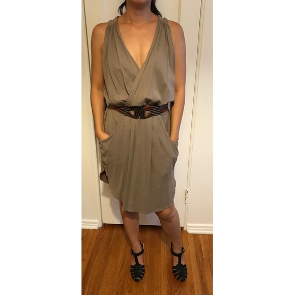 Sexy wrap front khaki dress from Ever, XS - Picture 2 of 3