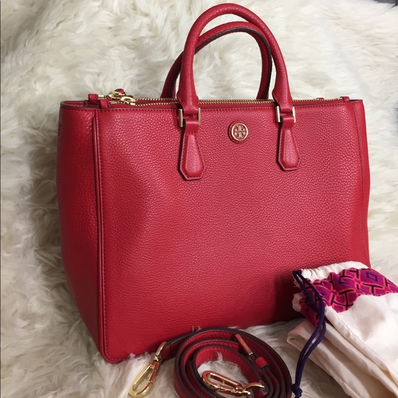 Tory Burch Handbags - 🌸OFFERS?🌸Tory Burch All Leather LargeRed Satchel