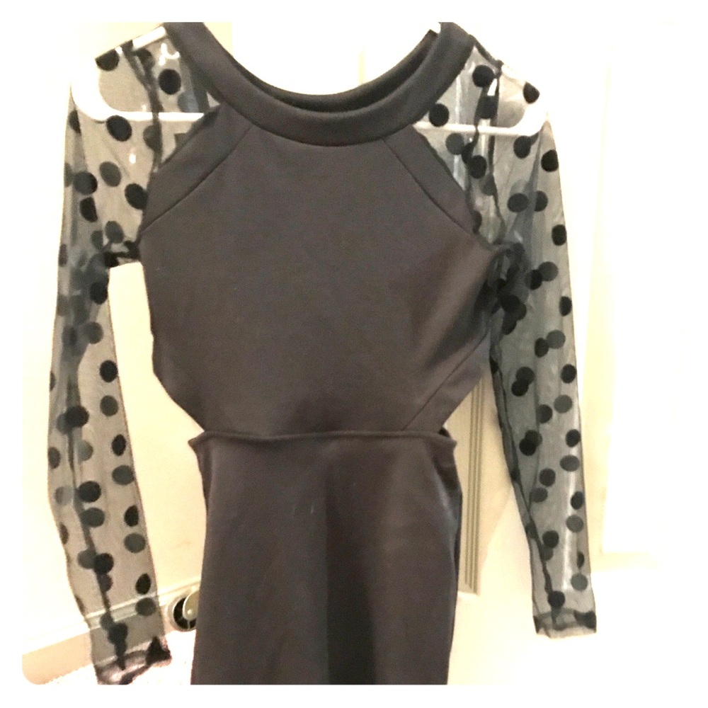 Sexy open back, mesh sleeves dress