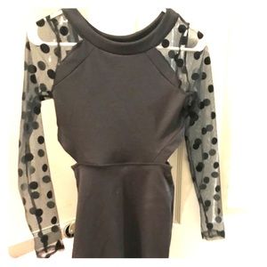 Sexy open back, mesh sleeves dress