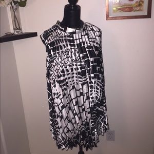 Black and White Pleated Blouse