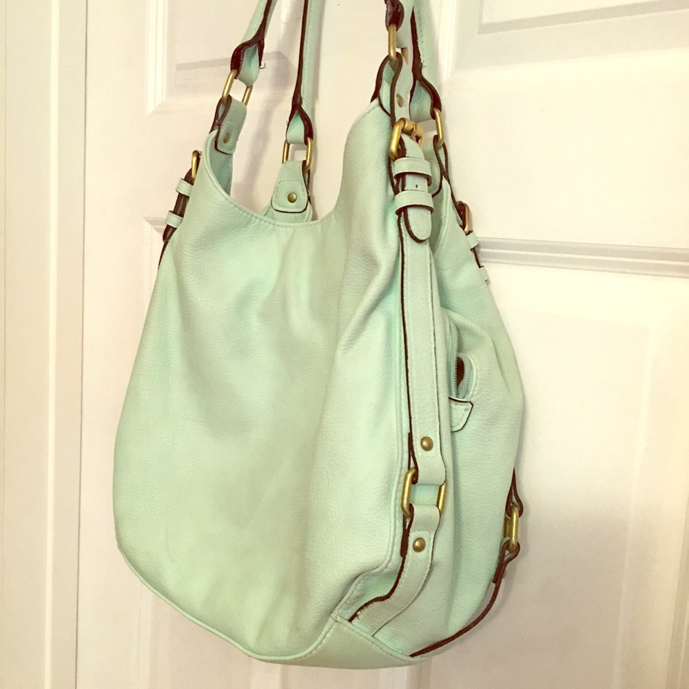 Large mint green hobo bag