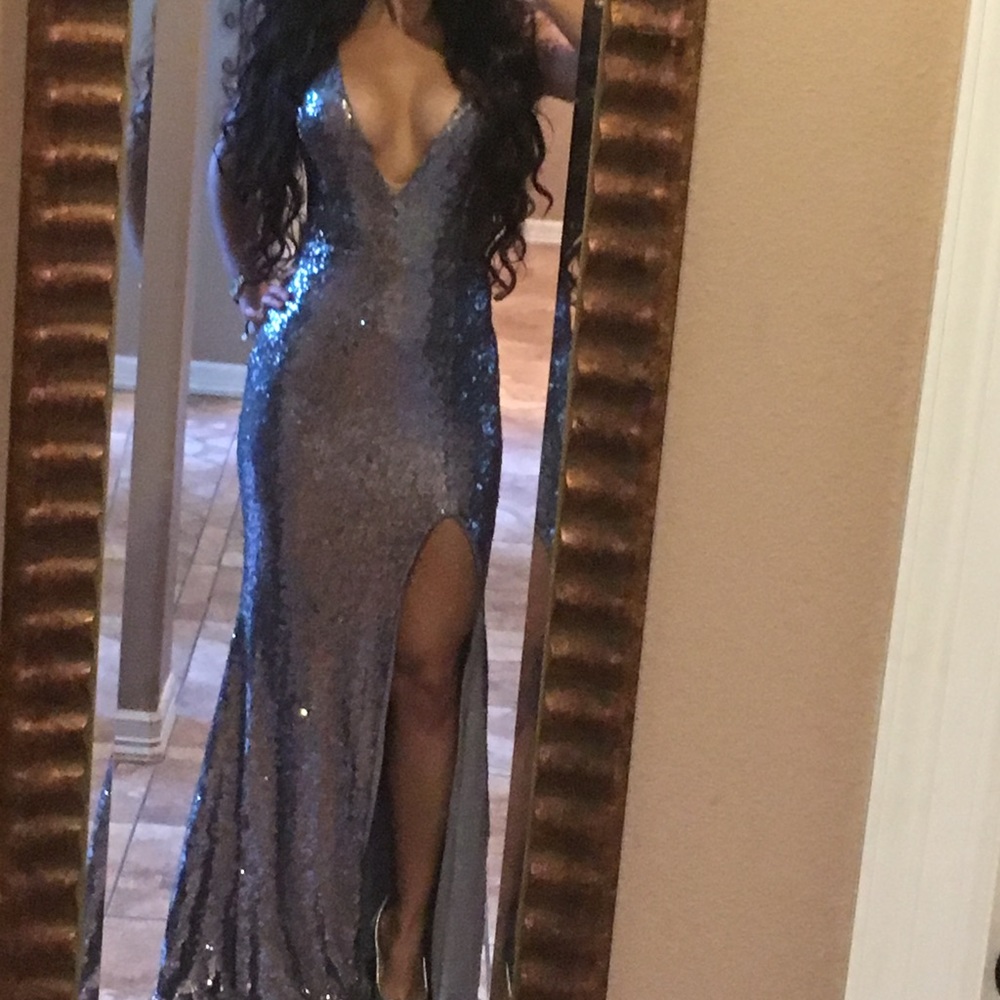 Silver sequin gown