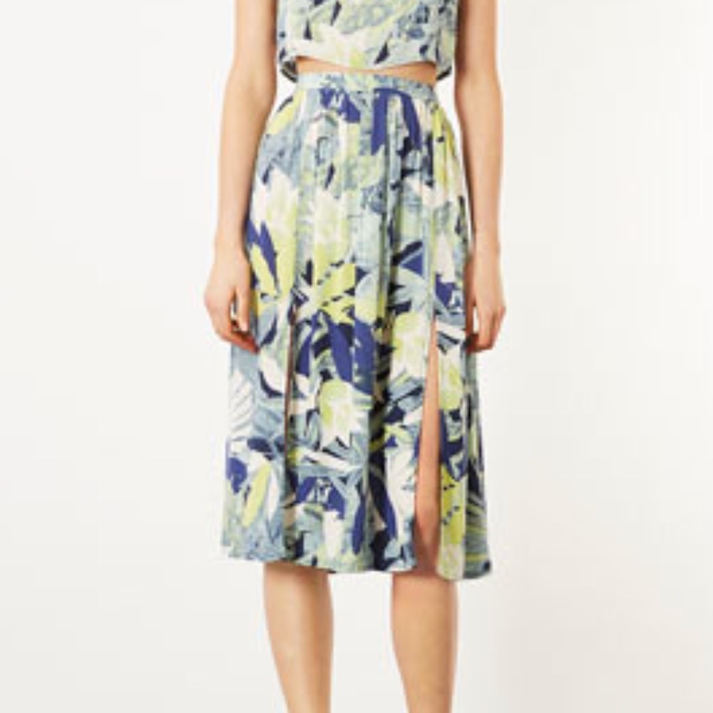 TOPSHOP Tropical Forest Midi Skirt