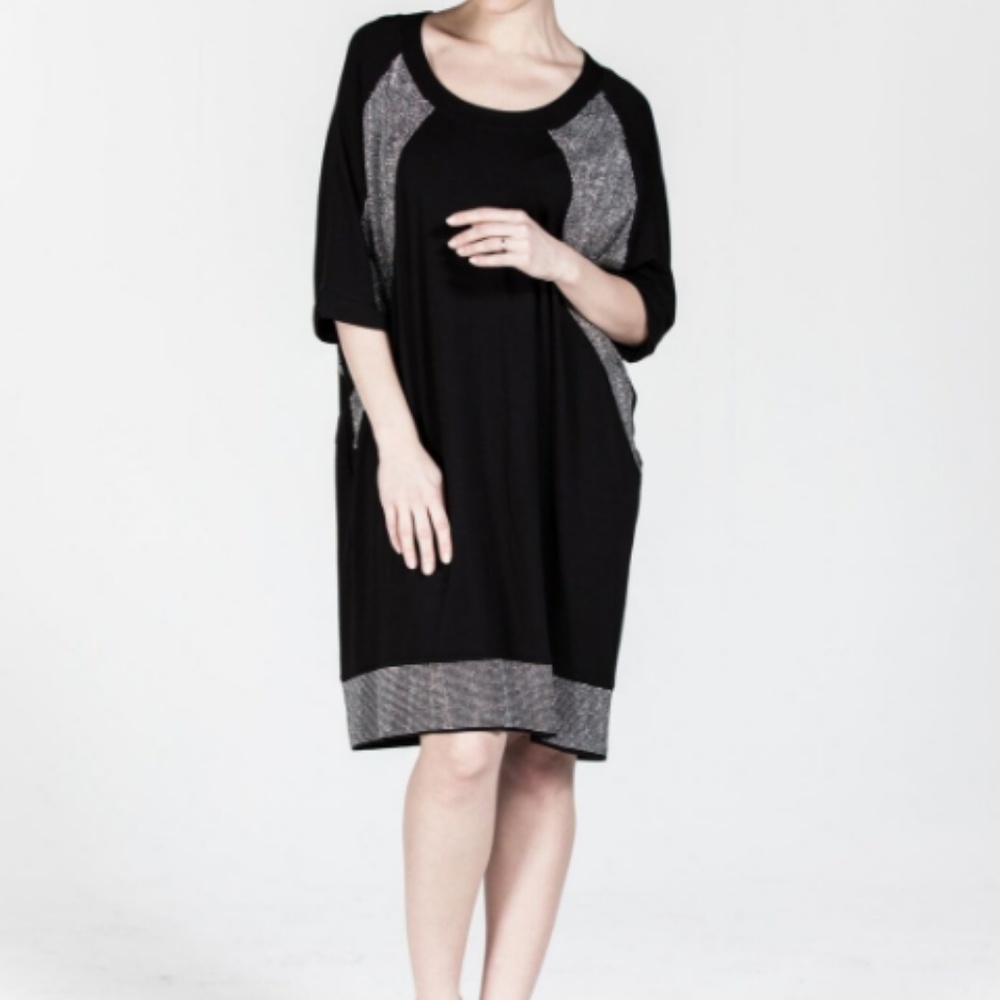 Plus size Black Roll Neck Stony Detail Mini Dress