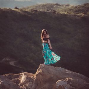 Blue Floral Maxi Skirt