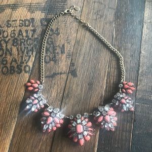 Loft pink and white floral statement necklace