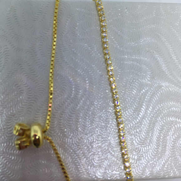 18k yellow gold plated 925 silver crystal bracelet - Picture 1 of 3