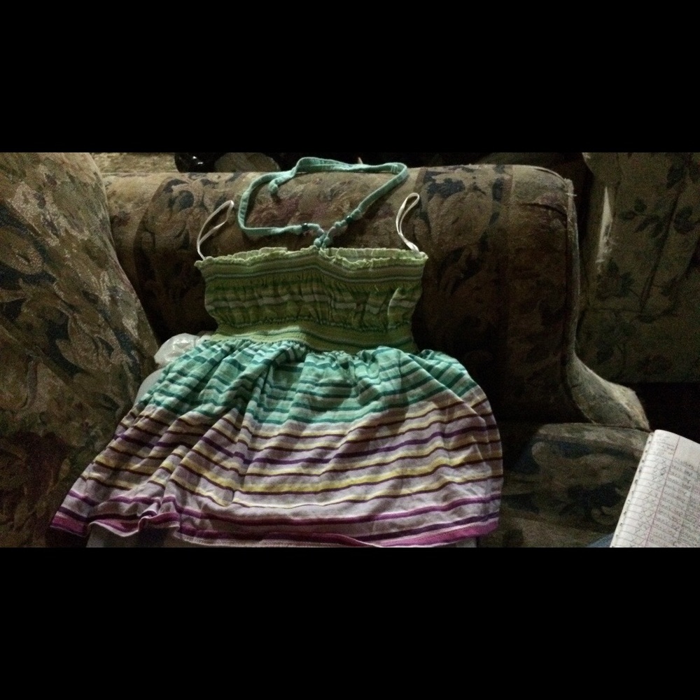 Green and purple halter tank