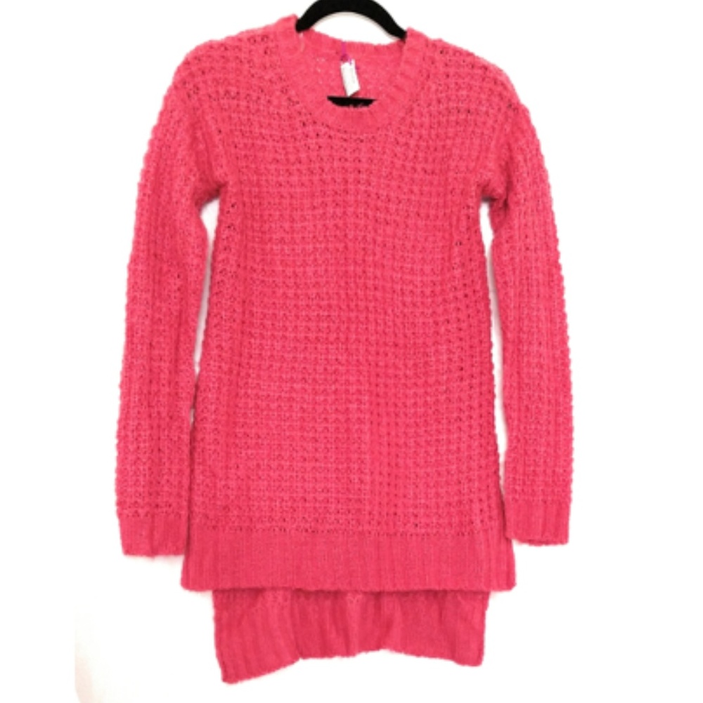 Knitted Fuchsia Pink Short-Long Sweater M