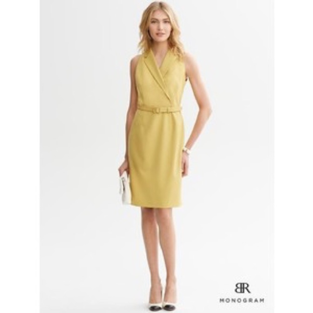 Banana Republic Mongram shawl collar sheath dress