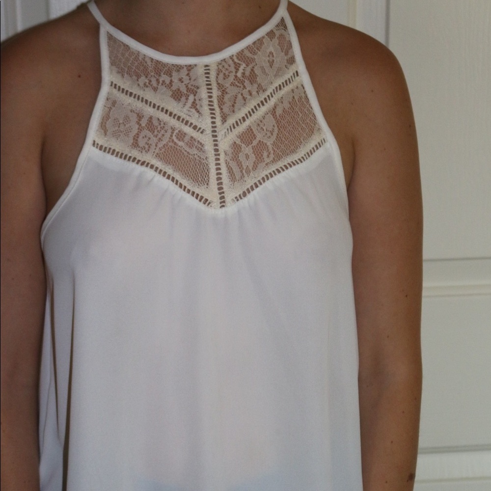 White tank with detailed neckline