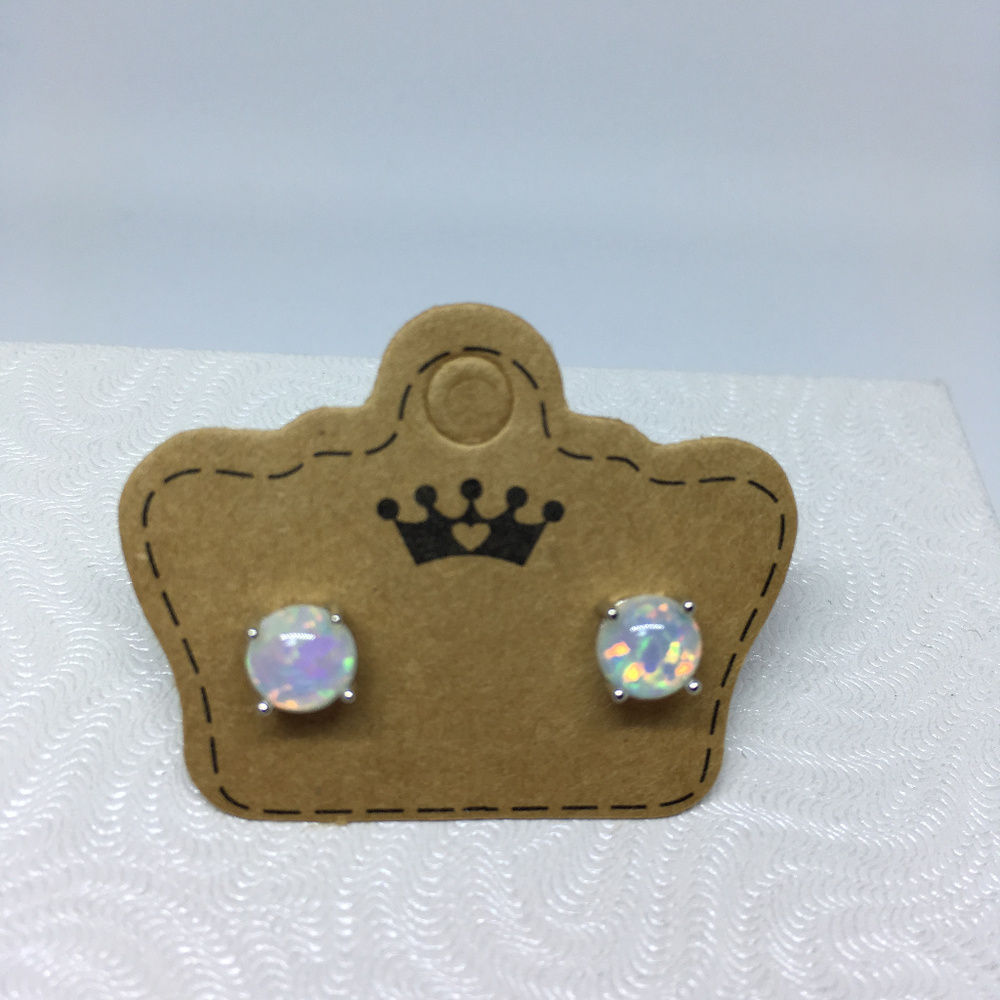 Sterling silver opal stud earrings