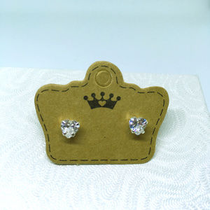 Heart shape crystal in sterling silver studs