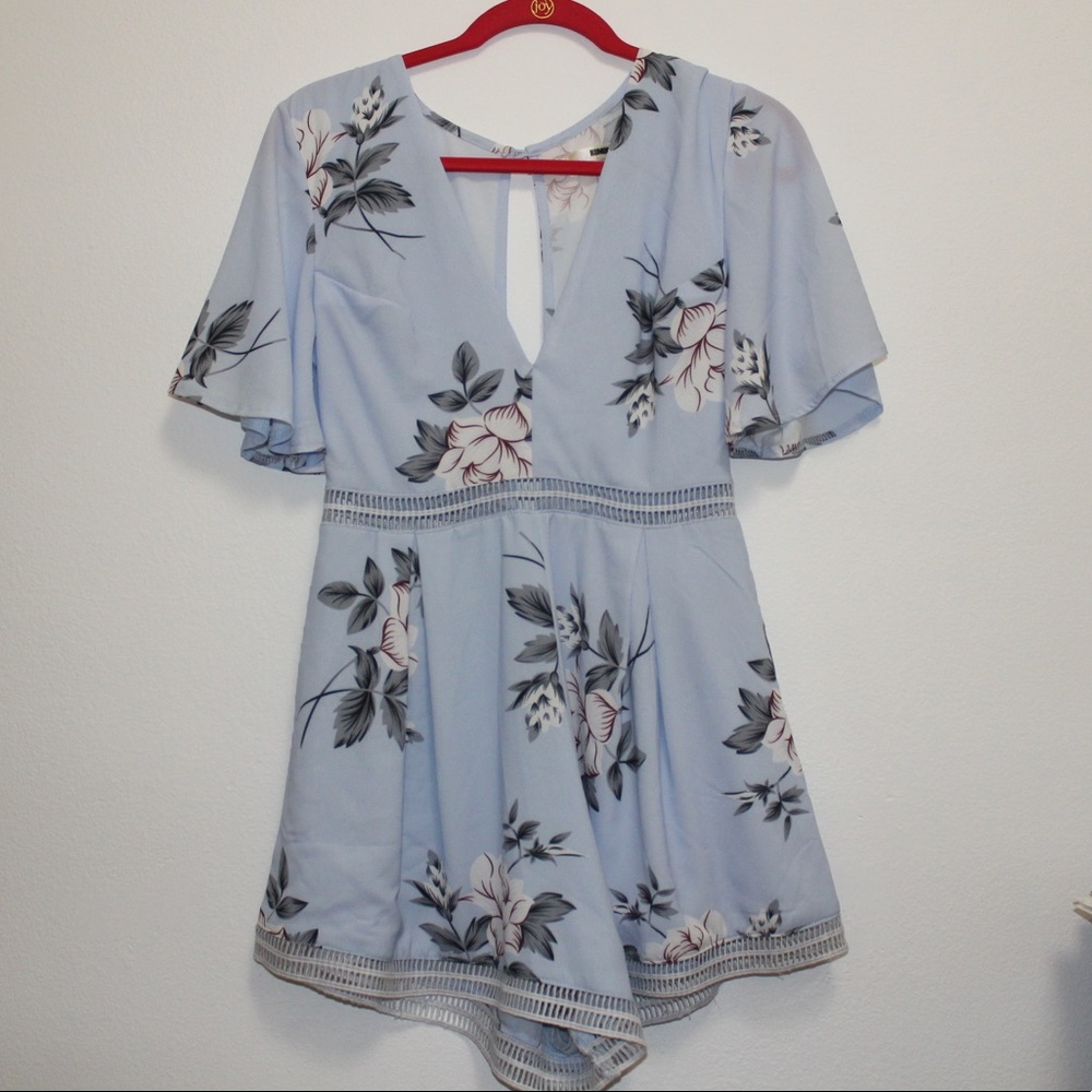Hello MollyBaby Blue Floral Romper