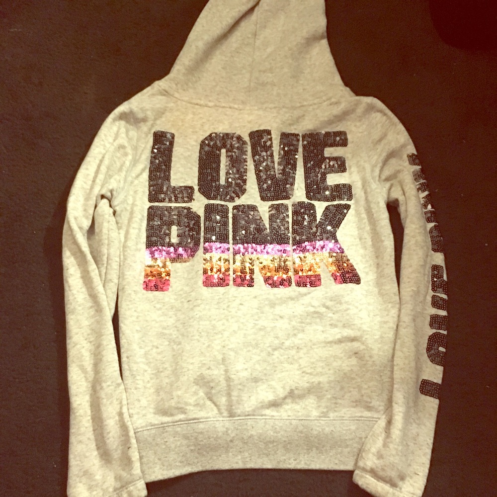 🆕Victoria's Secret PINK grey sequined hoodie