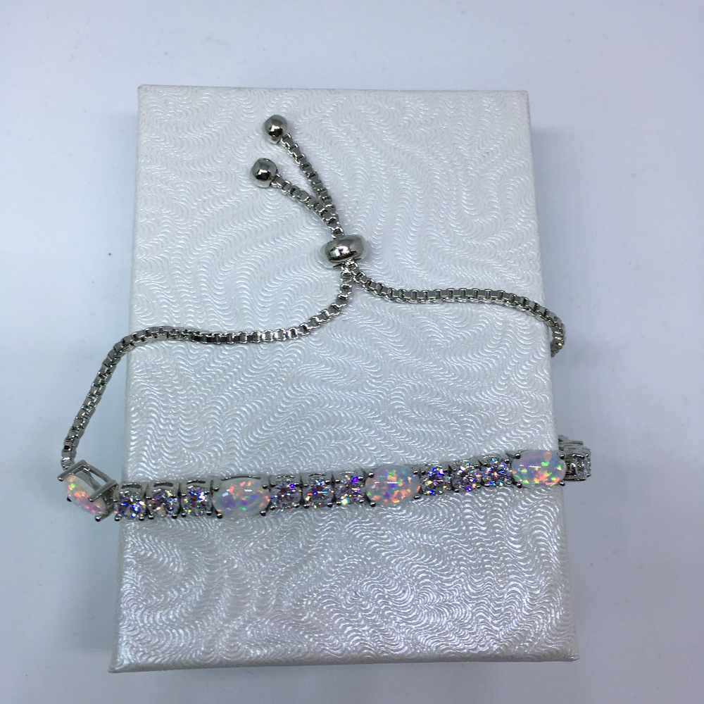 Opal tennis bracelet with Swarovski Crystals