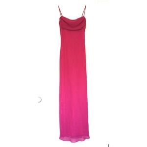Jody California Chiffon Fuchsia Pink Long Dress