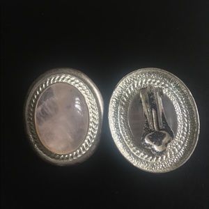 BLUSH PINK SILVER TEARDROP CLIP ON EARRINGS