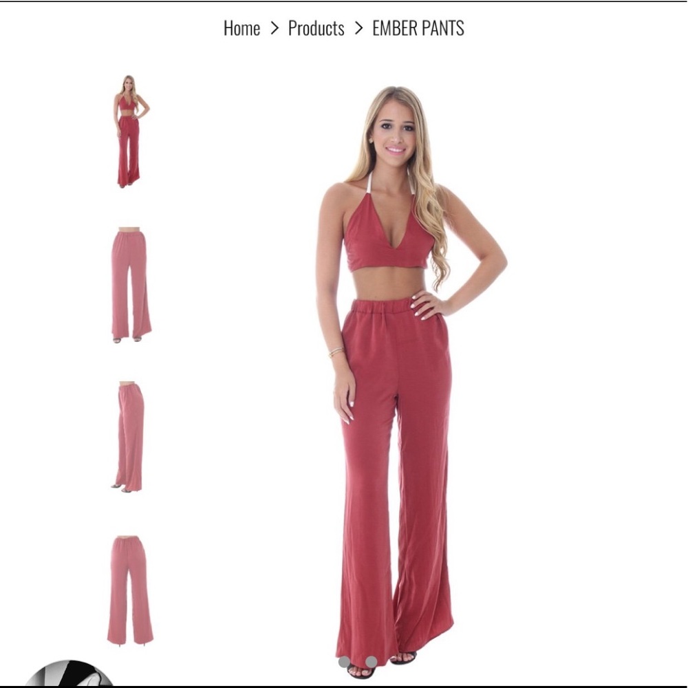 Mystique Boutique NYC Red Ember Crop Top and Pants