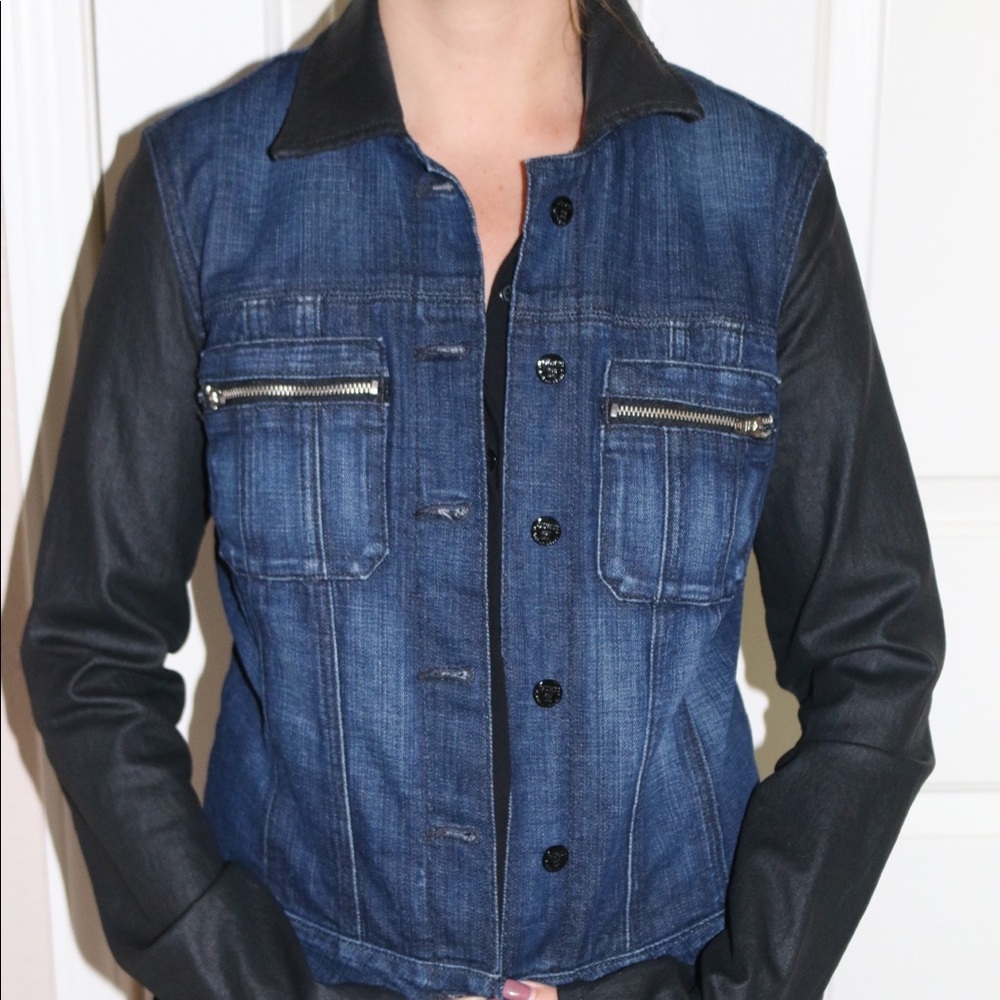 Guess Denim and Leather Jacket Worn Once