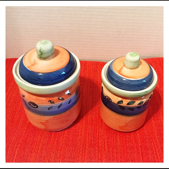 2-Set Ceramic Canisters / Containers - Picture 2 of 7