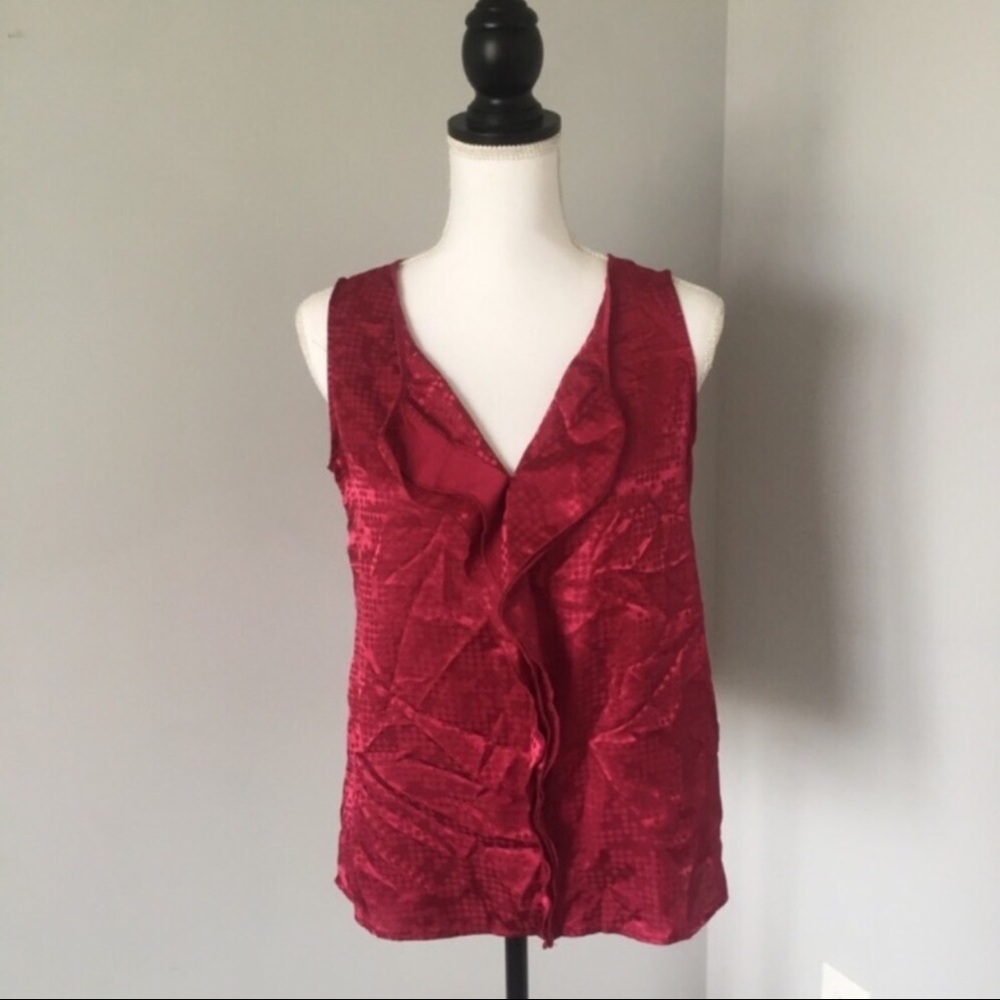 NWT - Banana Republic Pink Polka Dot Ruffle Blouse