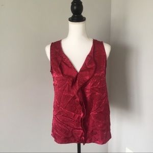 NWT - Banana Republic Pink Polka Dot Ruffle Blouse