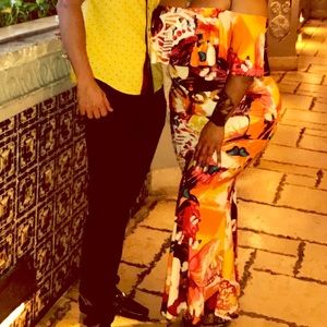 Off the shoulder orange floral dress