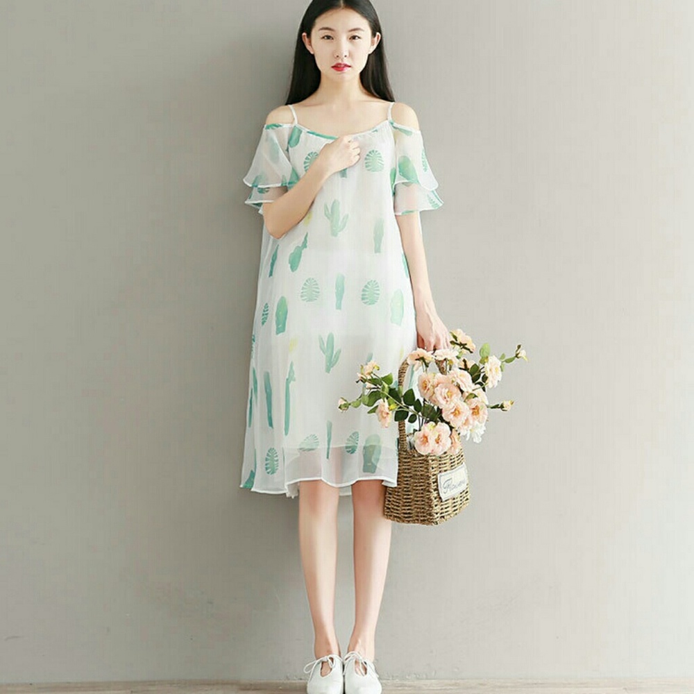Organza Off-shoulder Midi Dress - Picture 2 of 6