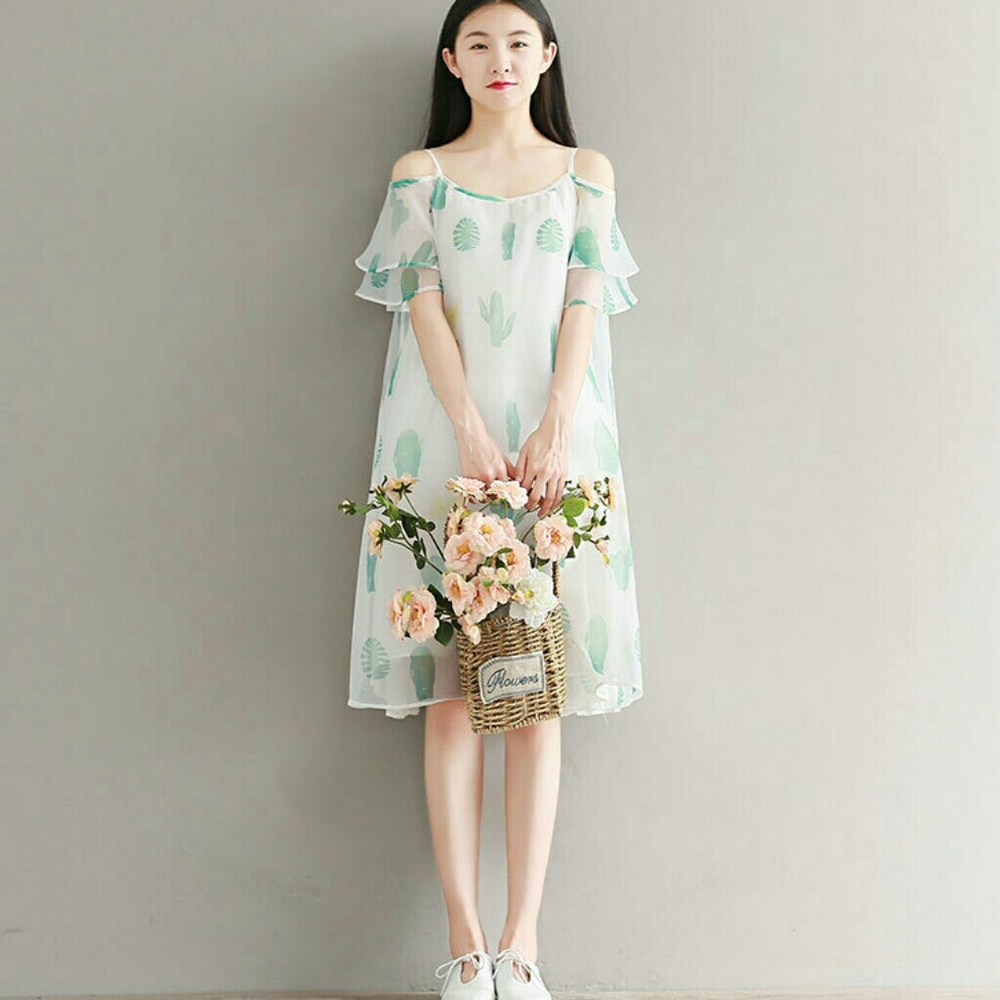 Organza Off-shoulder Midi Dress - Picture 3 of 6