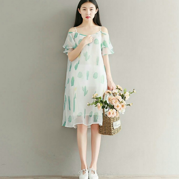 Organza Off-shoulder Midi Dress - Picture 2 of 6