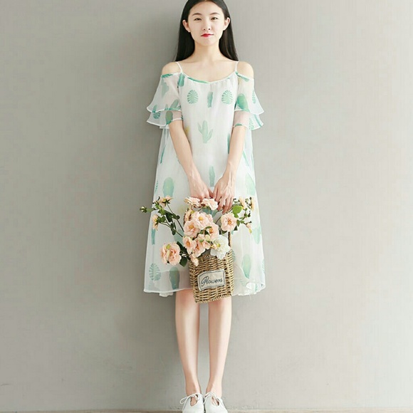 Organza Off-shoulder Midi Dress - Picture 3 of 6