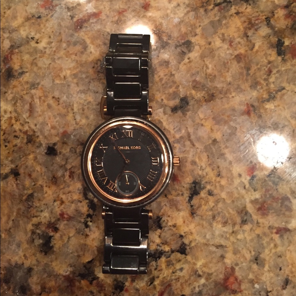 Michael Kors rose gold and black watch