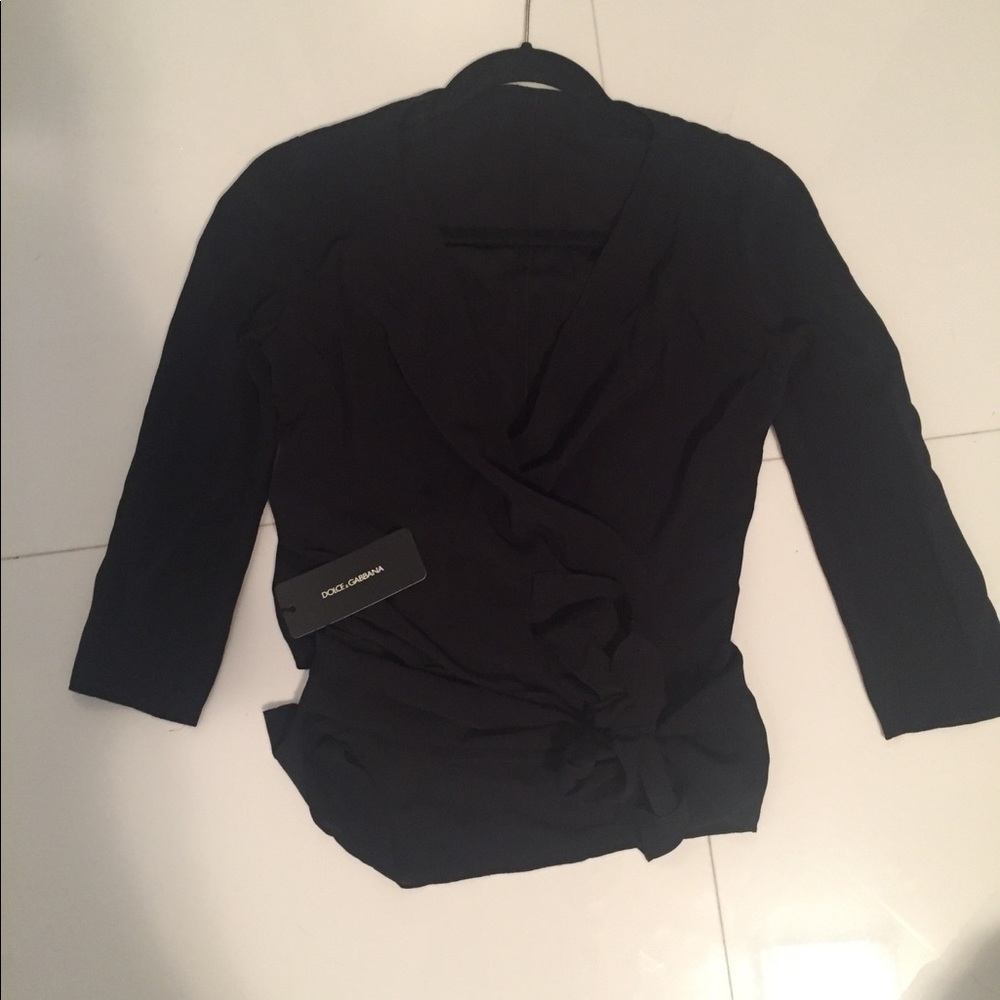 Dolce & Gabbana new 40 small black wrap crop top