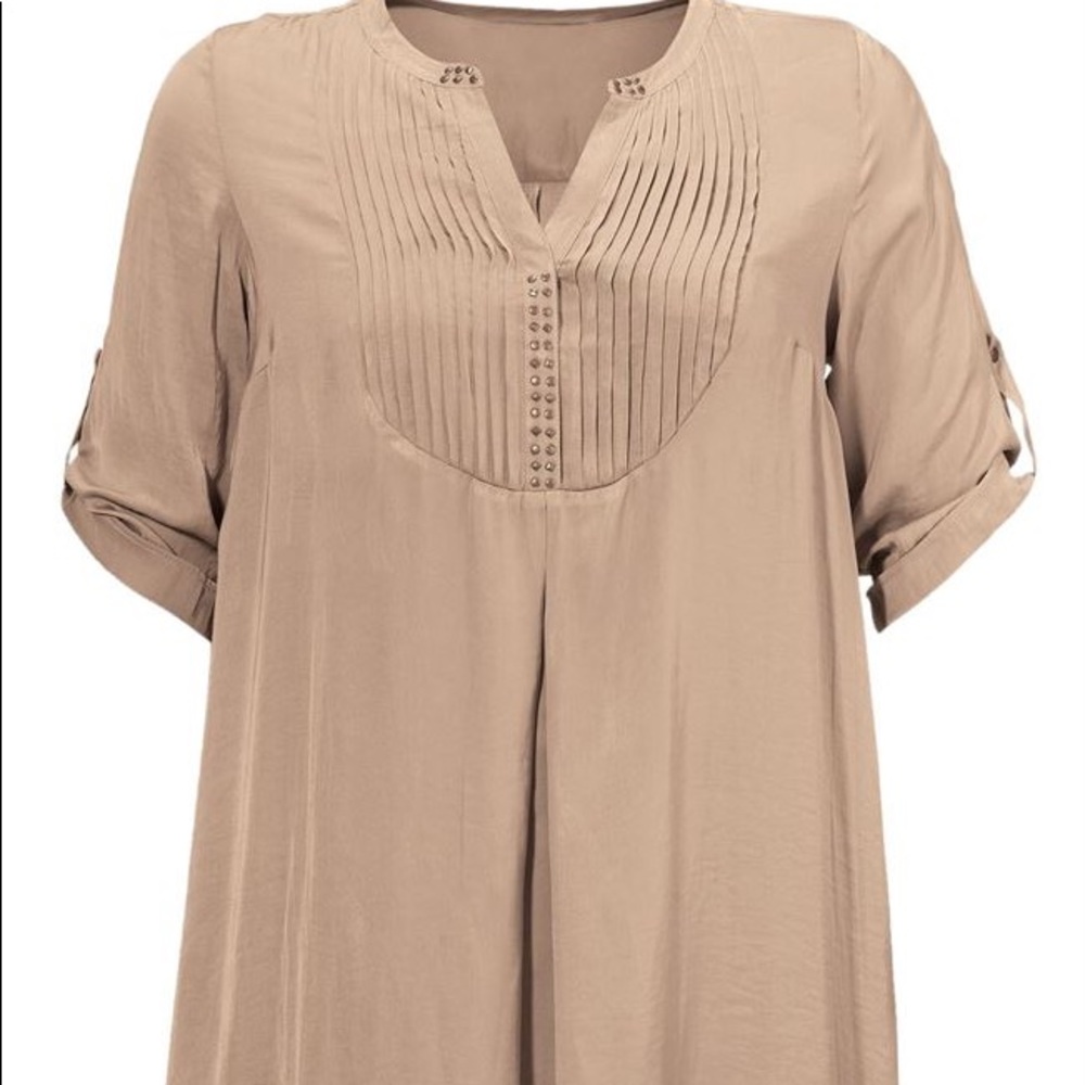 Ellos Studded Tunic Dress - Khaki