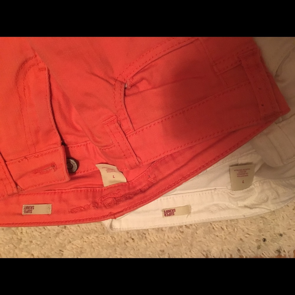 Orange and white Arizona skinny jeans