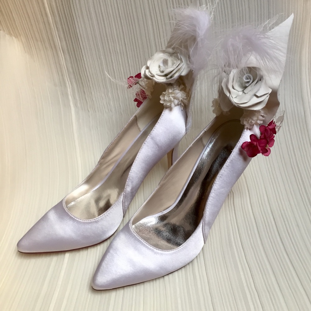 NEW Hand Embellished Sculpted Rose Formal Pumps