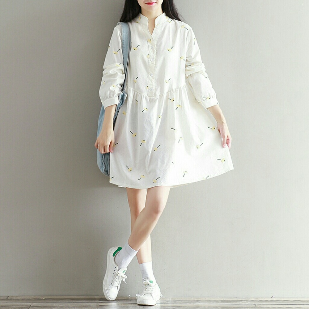 White Pure Long Sleeve Midi Dress - Picture 8 of 8