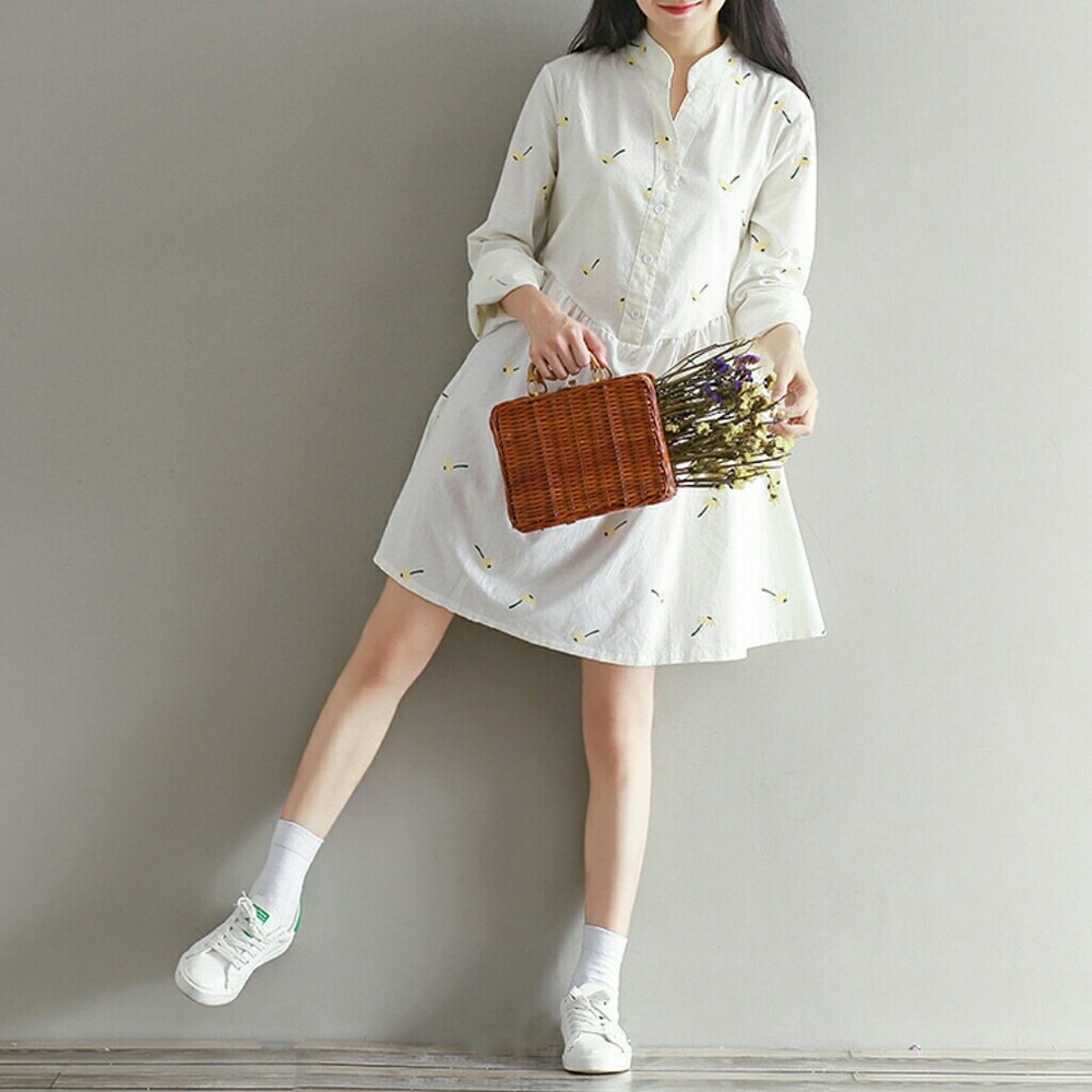 White Pure Long Sleeve Midi Dress - Picture 4 of 8