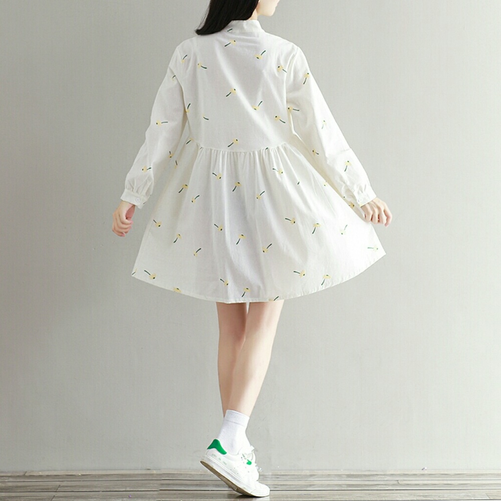 White Pure Long Sleeve Midi Dress - Picture 5 of 8